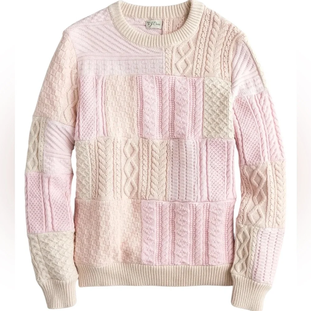 J. CREW Heritage Patchwork Cotton Cable-knit Sweater NWT